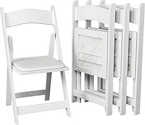SIMPLEX 4 White Resin Stackable Folding Chairs - Comfortable White Foldable Chair - Folding Chair... | Amazon (US)