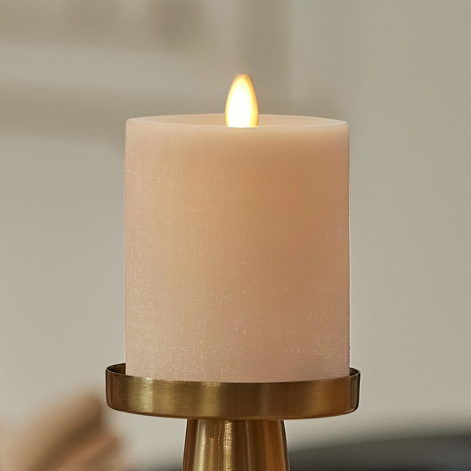 Irish Cream Chalky Linen Flameless Candle Pillar | Luminara
