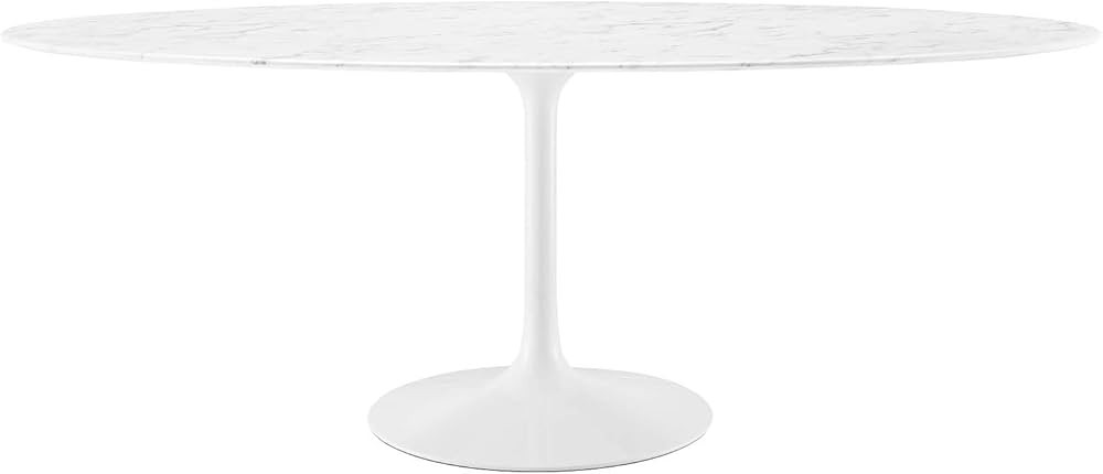 Modway Lippa 78" Oval-Shaped Mid-Century Modern Dining Table with Artificial Marble Top and White... | Amazon (US)