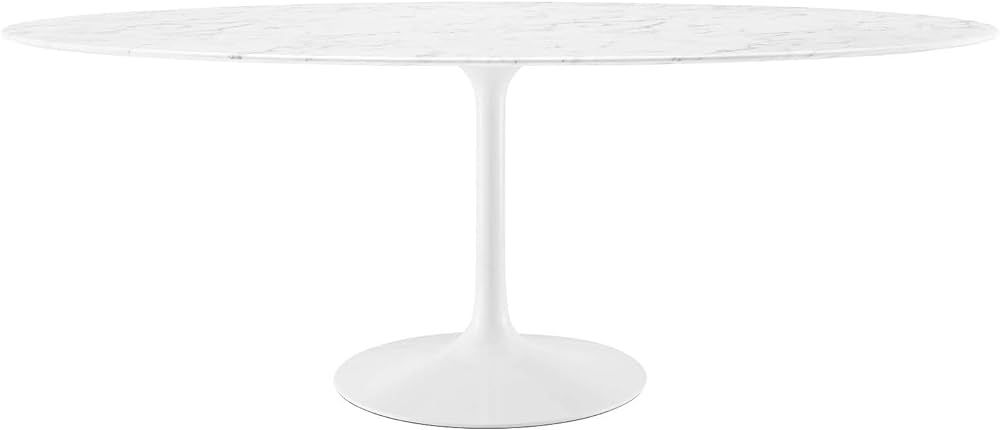 Modway Lippa 78" Oval-Shaped Mid-Century Modern Dining Table with Artificial Marble Top and White... | Amazon (US)