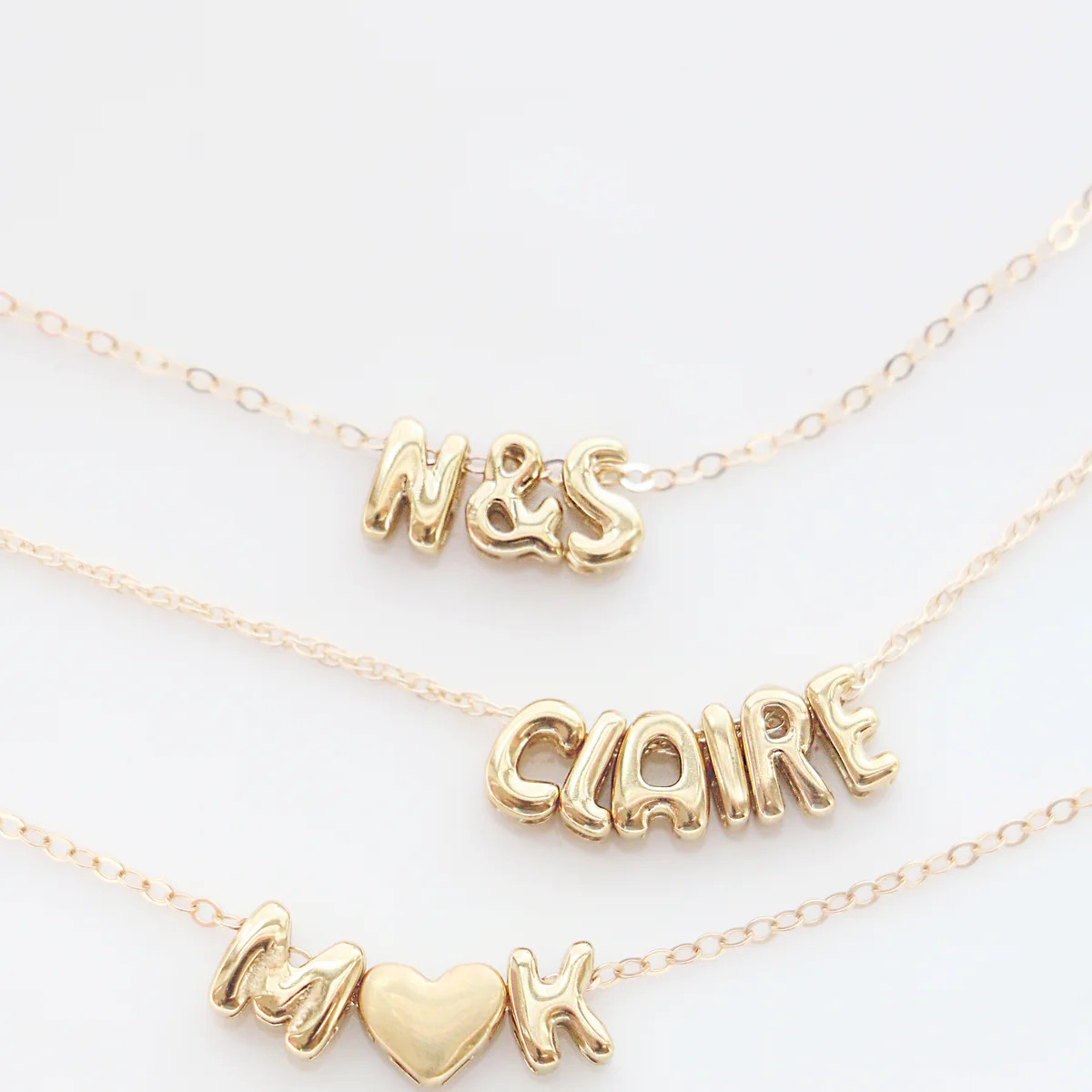 bubble letter name necklace {gold filled } | Chic Mama Jewelry