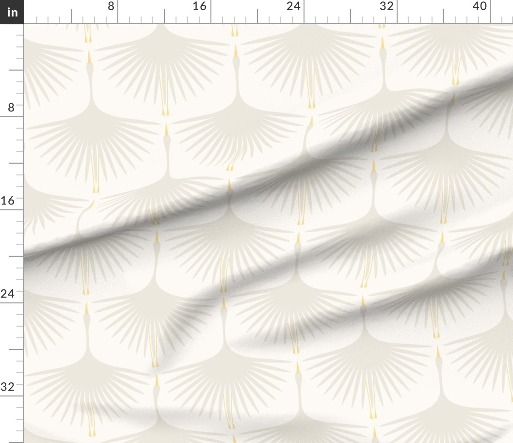 Art Deco Swans - 12" Wide Repeat - Off-White on Off-White Fabric | Spoonflower | Spoonflower