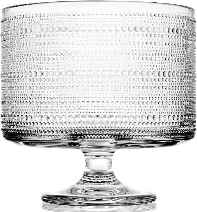 Glass Trifle Bowl with Pedestal, 3.43qt Footed Dessert Stand, Vintage Centerpiece Bowl for Layere... | Amazon (US)