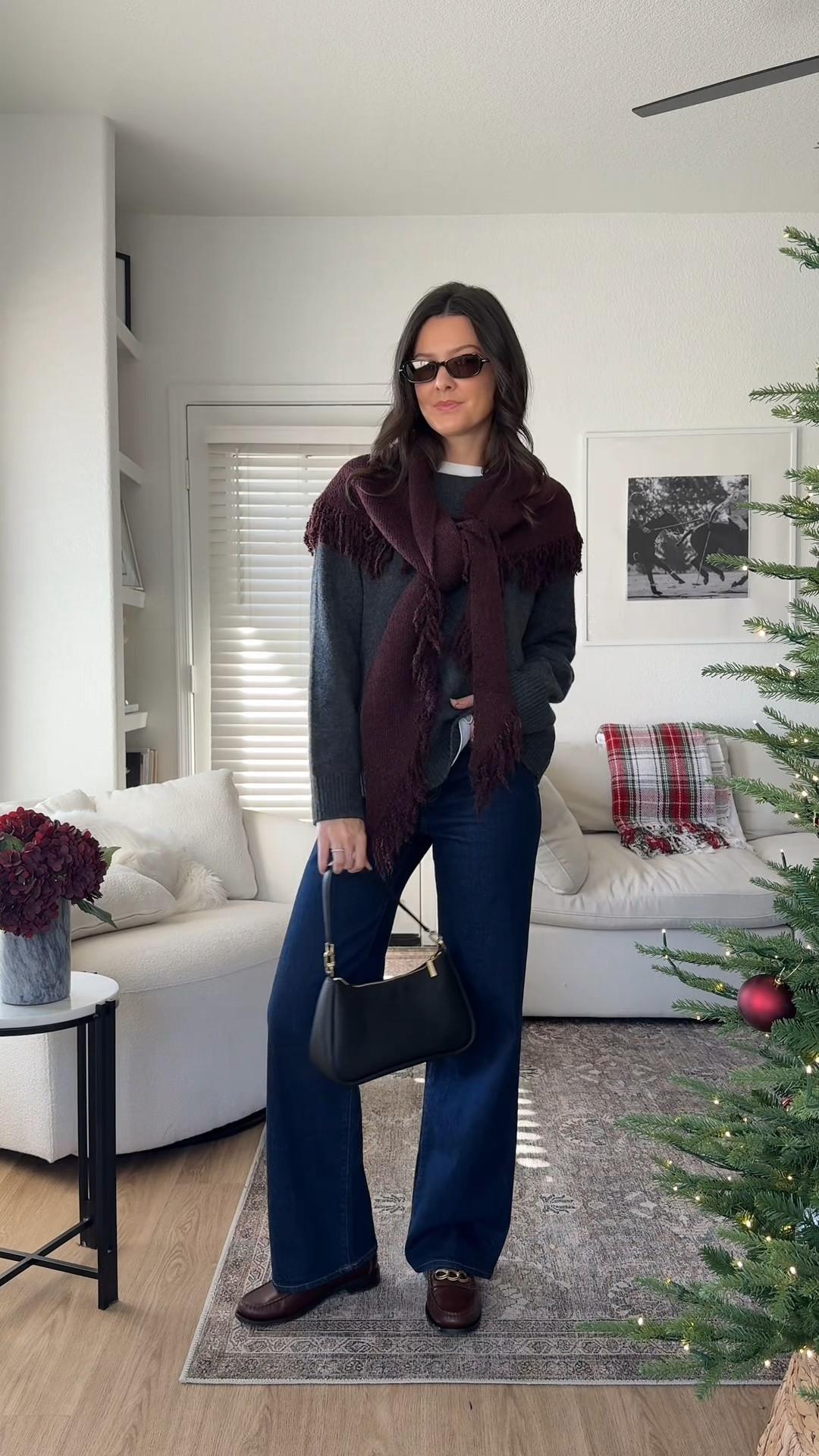Outfit of the day! I’m 5’7” wearing size small in the tshirt and sweater, sized up one size to a 26 in the jeans💕

#LTKSeasonal #LTKHoliday #LTKootd
