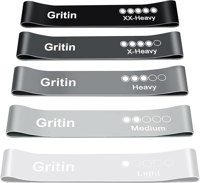 Gritin Resistance Bands, [Set of 5] Skin-Friendly Resistance Fitness Exercise Loop Bands with 5 D... | Amazon (UK)
