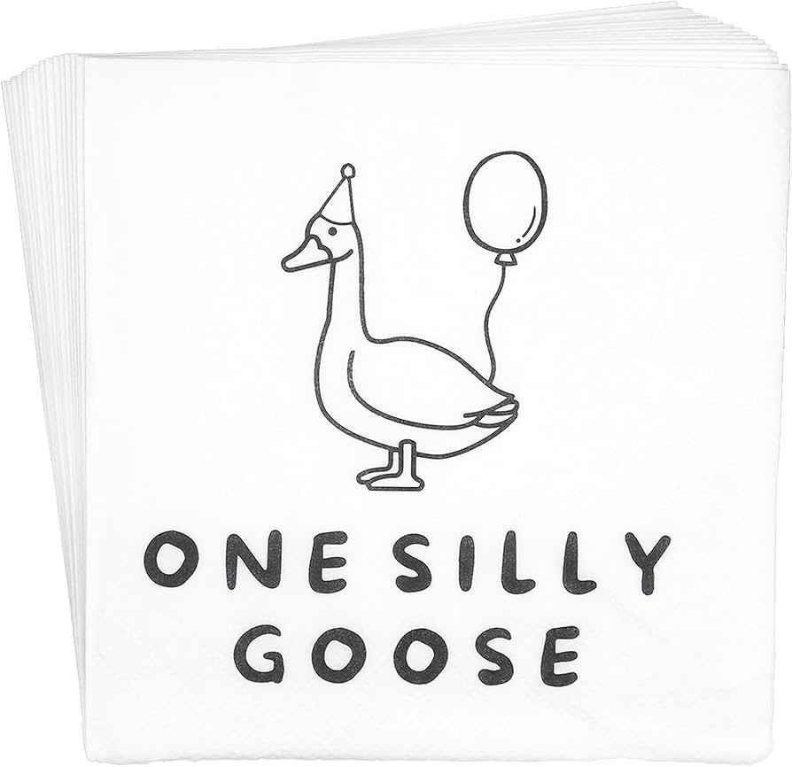One Silly Goose Napkins for One Silly Goose Birthday Decorations, Goose 1st Birthday Party Decora... | Amazon (US)