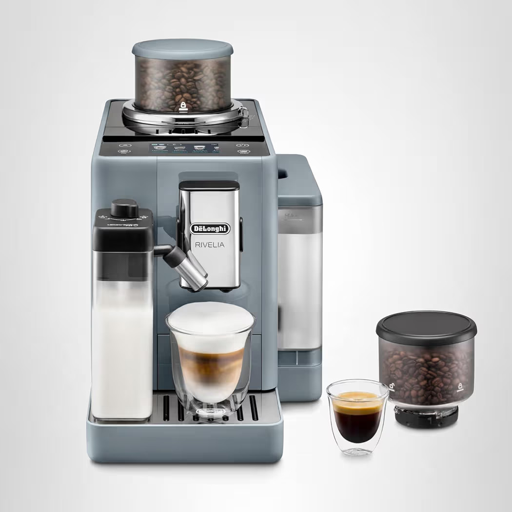 De'Longhi Rivelia Automatic Espresso Machine, Grinder & Frother, Easy Bean Switching, Pebble Gray | Amazon (US)