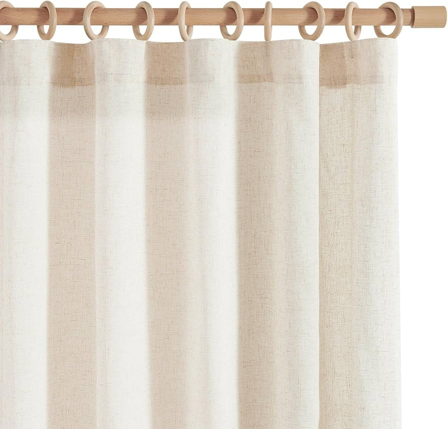 jinchan Soft Linen Curtains, Natural Curtains 96 Inches Long, Crude Light Filtering Farmhouse Cur... | Amazon (US)