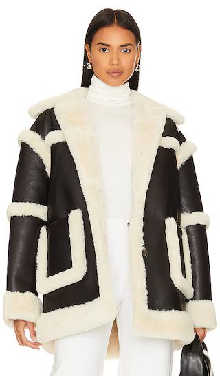 x Marianna Margot Sherpa Coat in Black & Ivory | Revolve Clothing (Global)