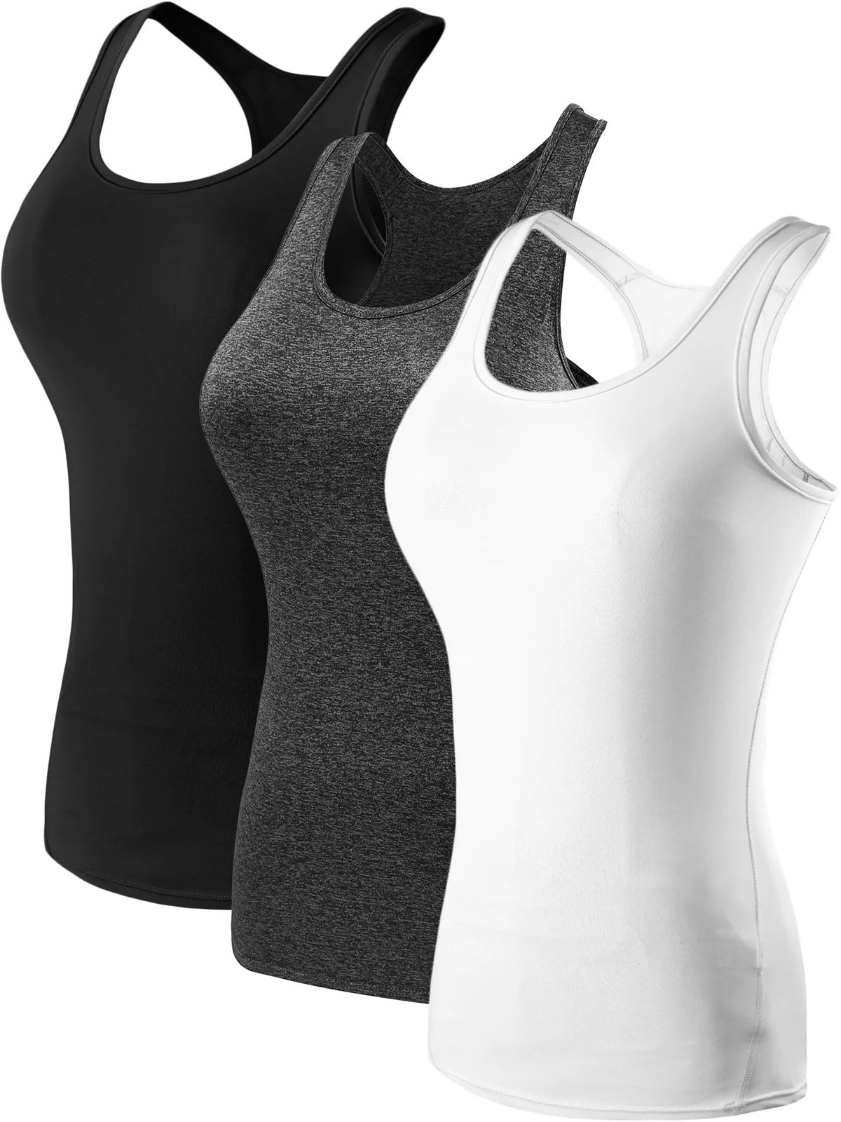 NELEUS Womens Compression Base Layer Dry Fit Tank Top 3 Pack,Black+Gray+White,US Size XS | Walmart (US)