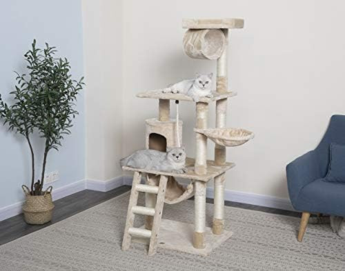 Go Pet Club 62-Inch Cat Tree, Beige, 38" W x 27" L x 62" H (F67) | Amazon (US)