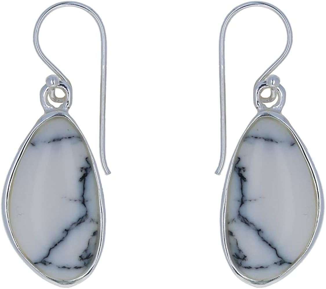 Sterling Silver, White Buffalo Drops, Dangle Earrings | Amazon (US)