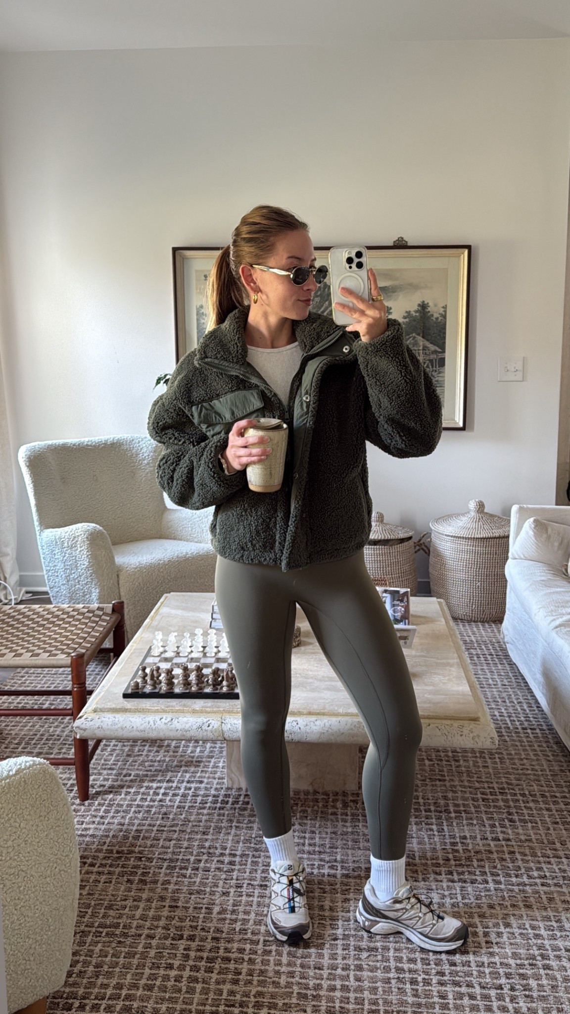 10/18/25 Starting the morning strong in my favorite green Set Active set — simple, flattering, and so comfy for workouts. Linked with my Salomon sneakers, Garmin watch for tracking, and my oval glasses. ☕️ (wearing size xs in workout set, jacket is old Abercrombie)

#LTKStyleTip #LTKShoeCrush #LTKSeasonal