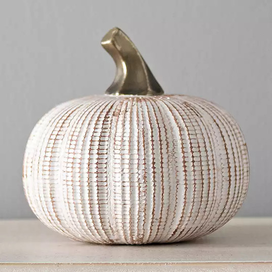 White Ceramic Pumpkin, 6 in.