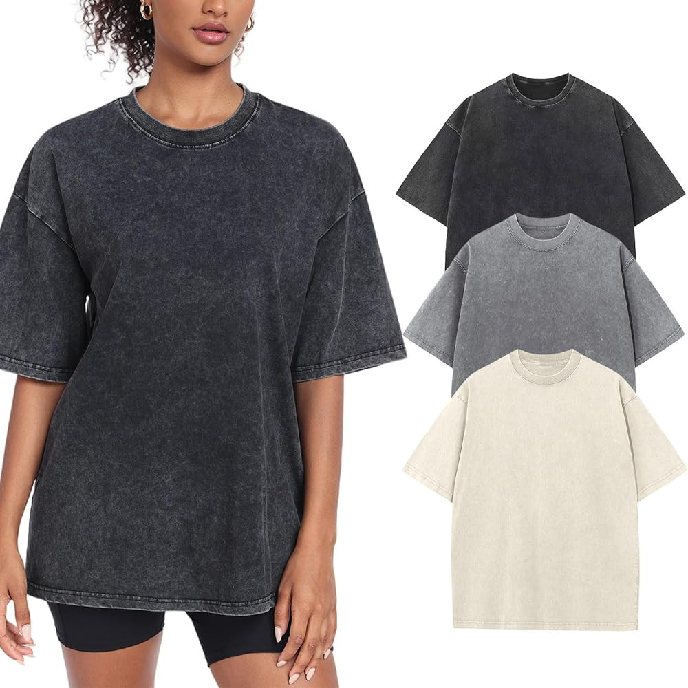 Womens Washed Vintage Oversized T-Shirt Casual Baggy Streetwear Boyfriend Tee Workout Short Sleev... | Amazon (US)