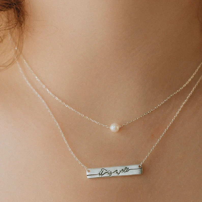 It is Well Necklace: Bar Necklace Faith Jewelry Scripture Bible Verse Christian Hymn Encouragemen... | Etsy (Global)