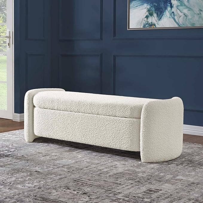 Modway Nebula Boucle Upholstered Storage Bench in Ivory | Amazon (US)