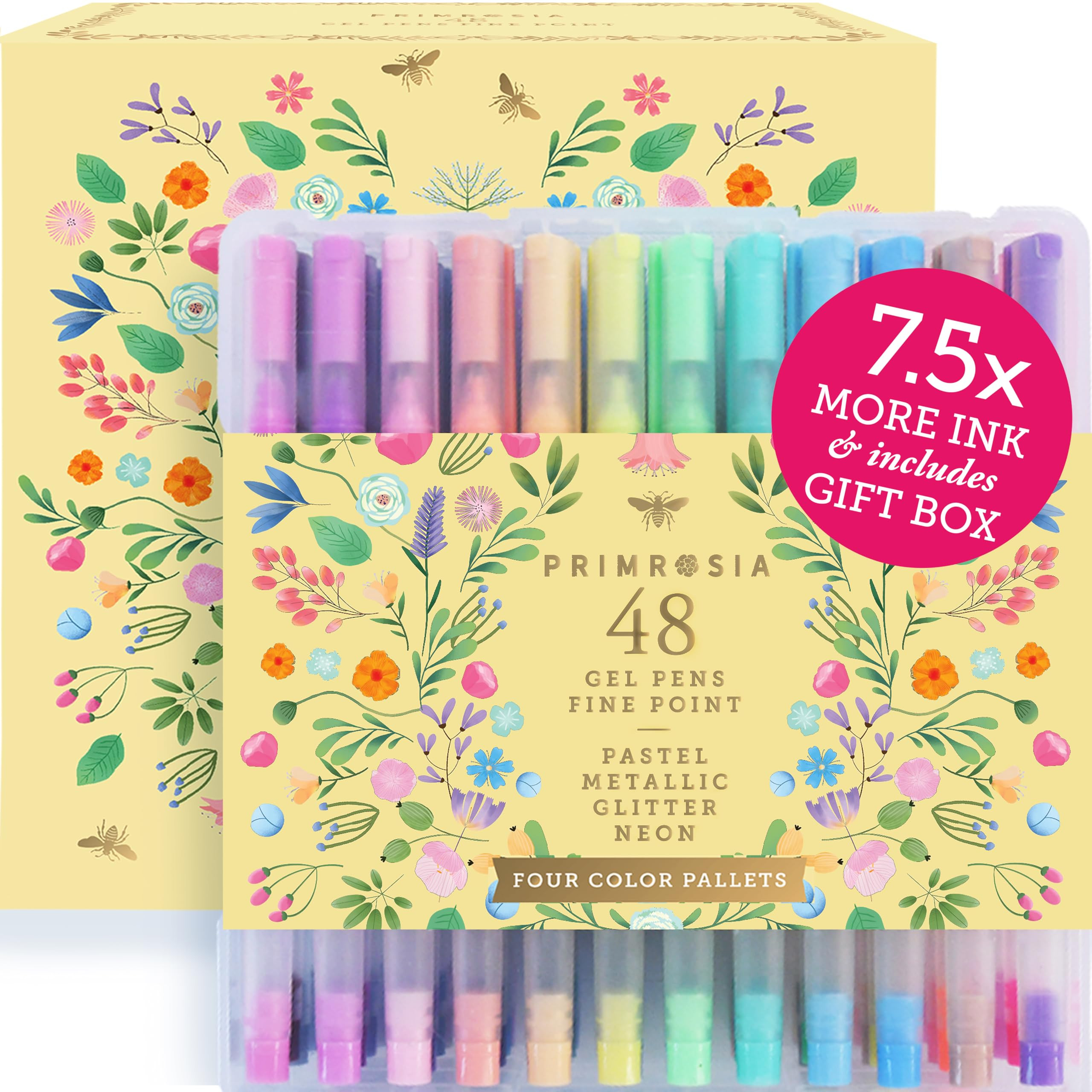 Primrosia 48 Gel Pens, inc. Metallic, Pastel, Glitter & Flourescent for Adult Coloring Book & Dot... | Amazon (US)