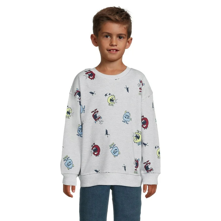 365 Kids from Garanimals Boys Print Crewneck Sweatshirt with Long Sleeves, Sizes 4-10 - Walmart.c... | Walmart (US)