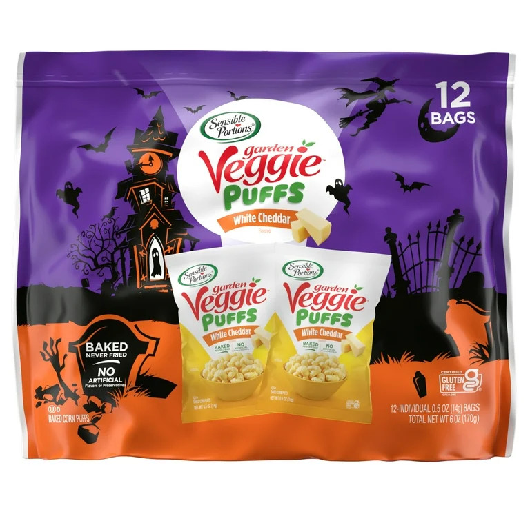 Sensible Portions Garden Veggie Halloween White Cheddar Snack Puffs Multipack, 0.5 oz (12 Count) | Walmart (US)