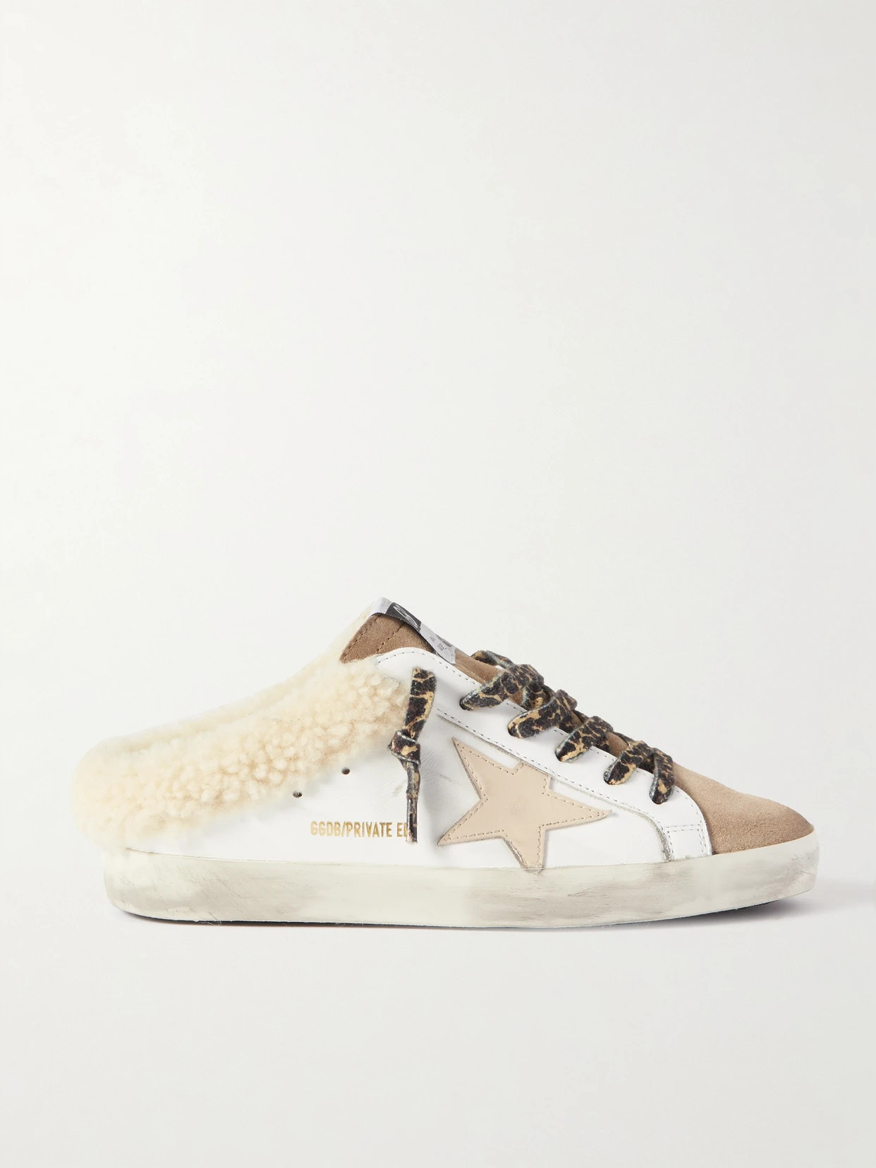 Golden Goose - Superstar Sabot Shearling-lined Distressed Leather And Suede Slip-on Sneakers - White | NET-A-PORTER (US)