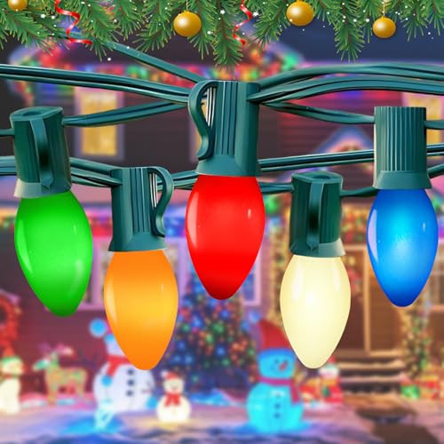 Christmas Decorations - C7 LED Christmas Lights Outdoor, 25Ft Vintage Christmas Lights Multicolor LED Christmas Tree Lights Shatterproof with 25+2 Bulbs for Christmas Tree Home Yard Decor, 0.6W | Amazon (US)