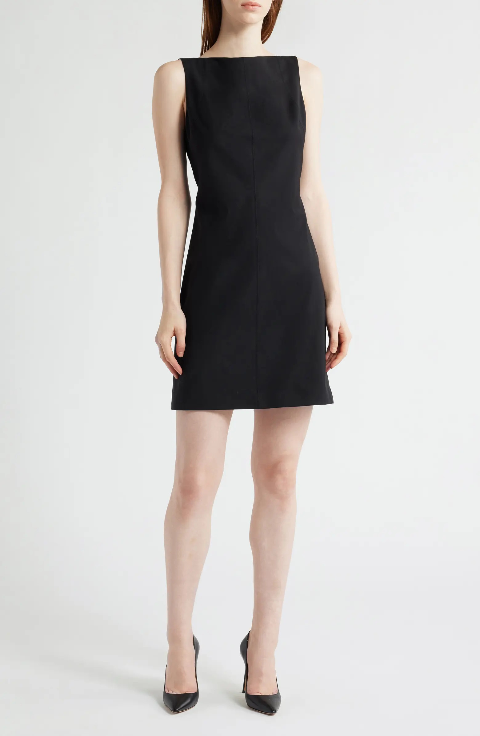 Boat Neck Stretch Wool Minidress | Nordstrom