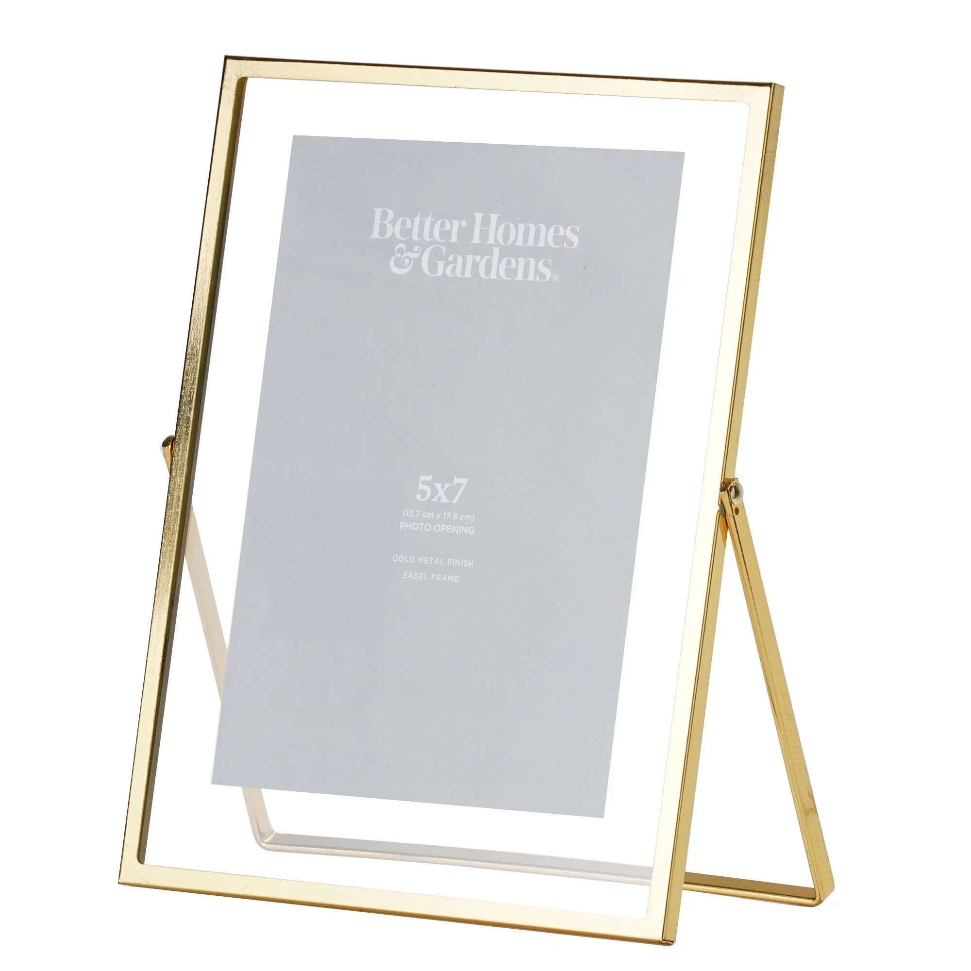 Better Homes & Gardens 7x9 Float to 5x7 Metal Easel Floating Frame, Gold | Walmart (US)