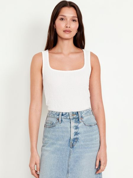 Square-Neck Textured Tank Top | Old Navy (US)