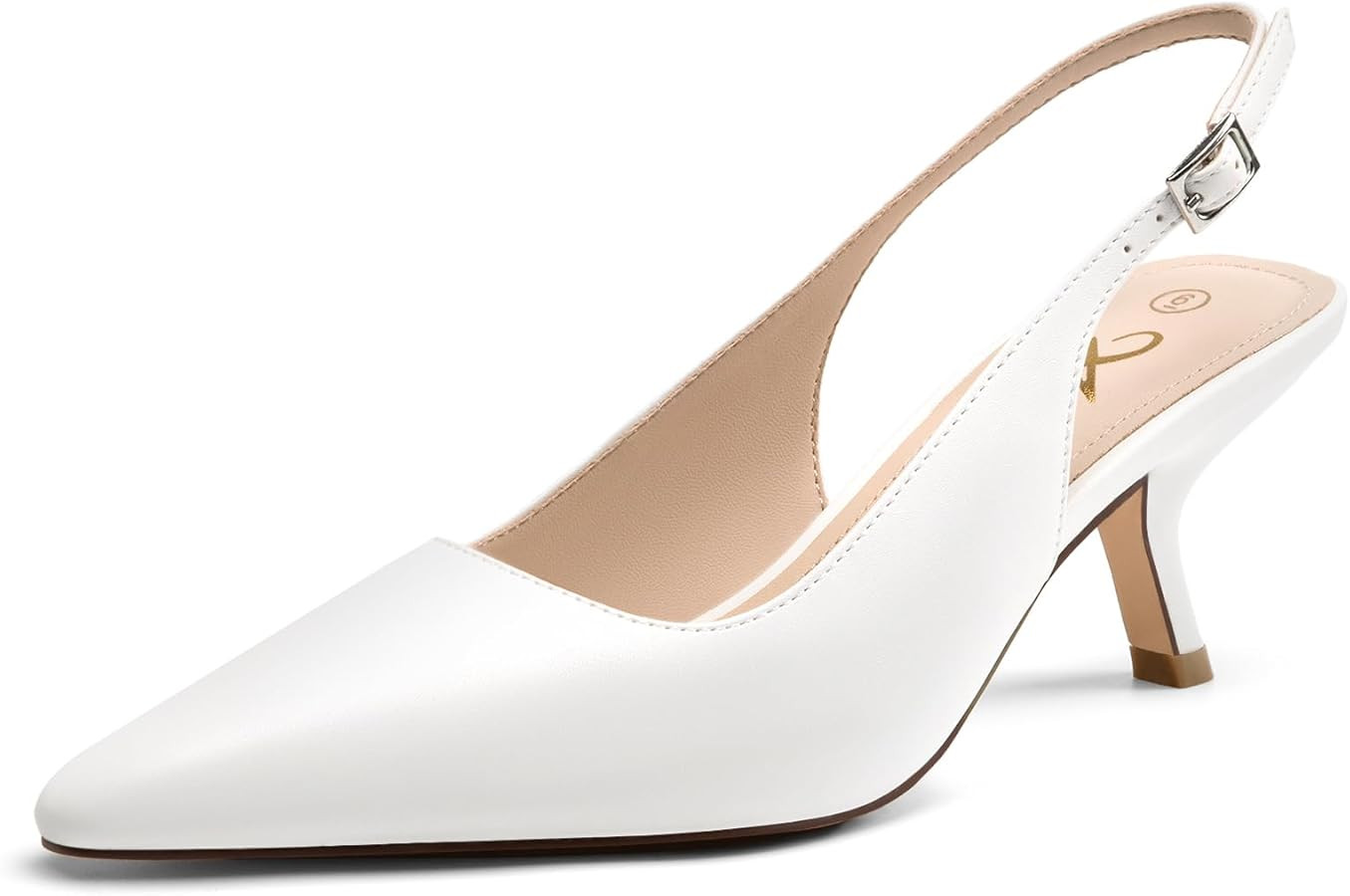 Athlefit Women's Low Kitten Heels Closed Pointed Toe Slingback Dress Pumps Shoes for Wedding Work... | Amazon (US)