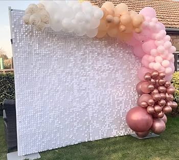 White Shimmer Wall Backdrop - 24 pcs Decorations Panel | Wedding , Birthday, Anniversary, Engagement | Amazon (US)