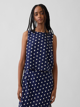 Linen-Blend Crop Shell Tank Top | Gap (US)