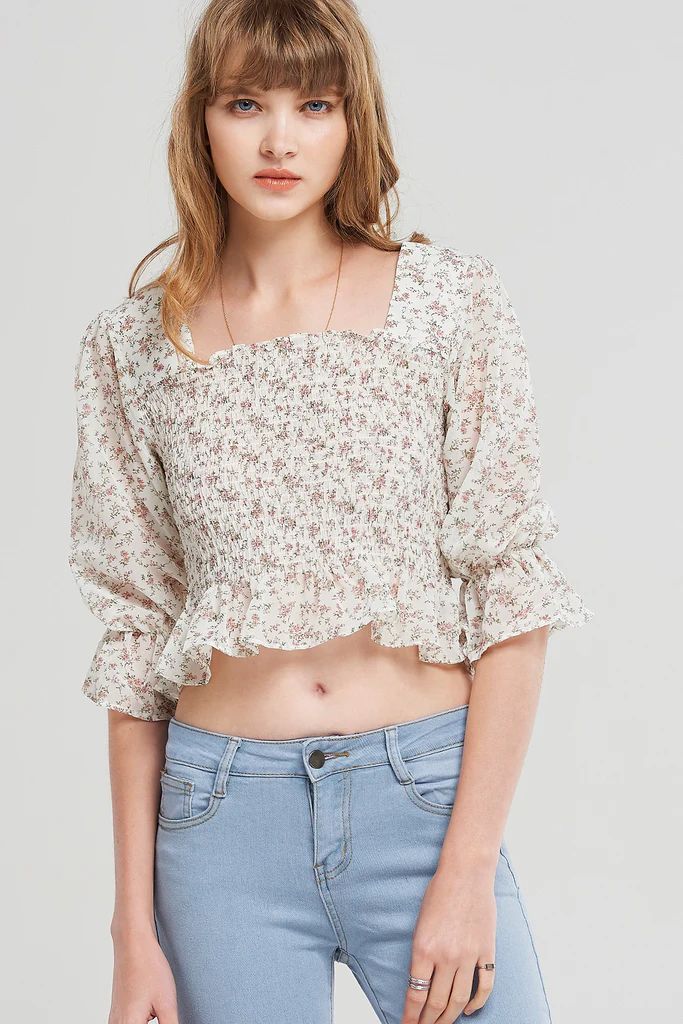 Carly Shirred Wideneck Blouse | Storets (Global)