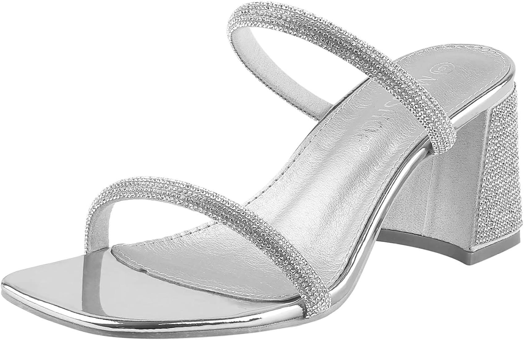 MUSSHOE Square Toe Heels for Women Open Toe Women's Heeled Sandals, Black 6 | Amazon (US)