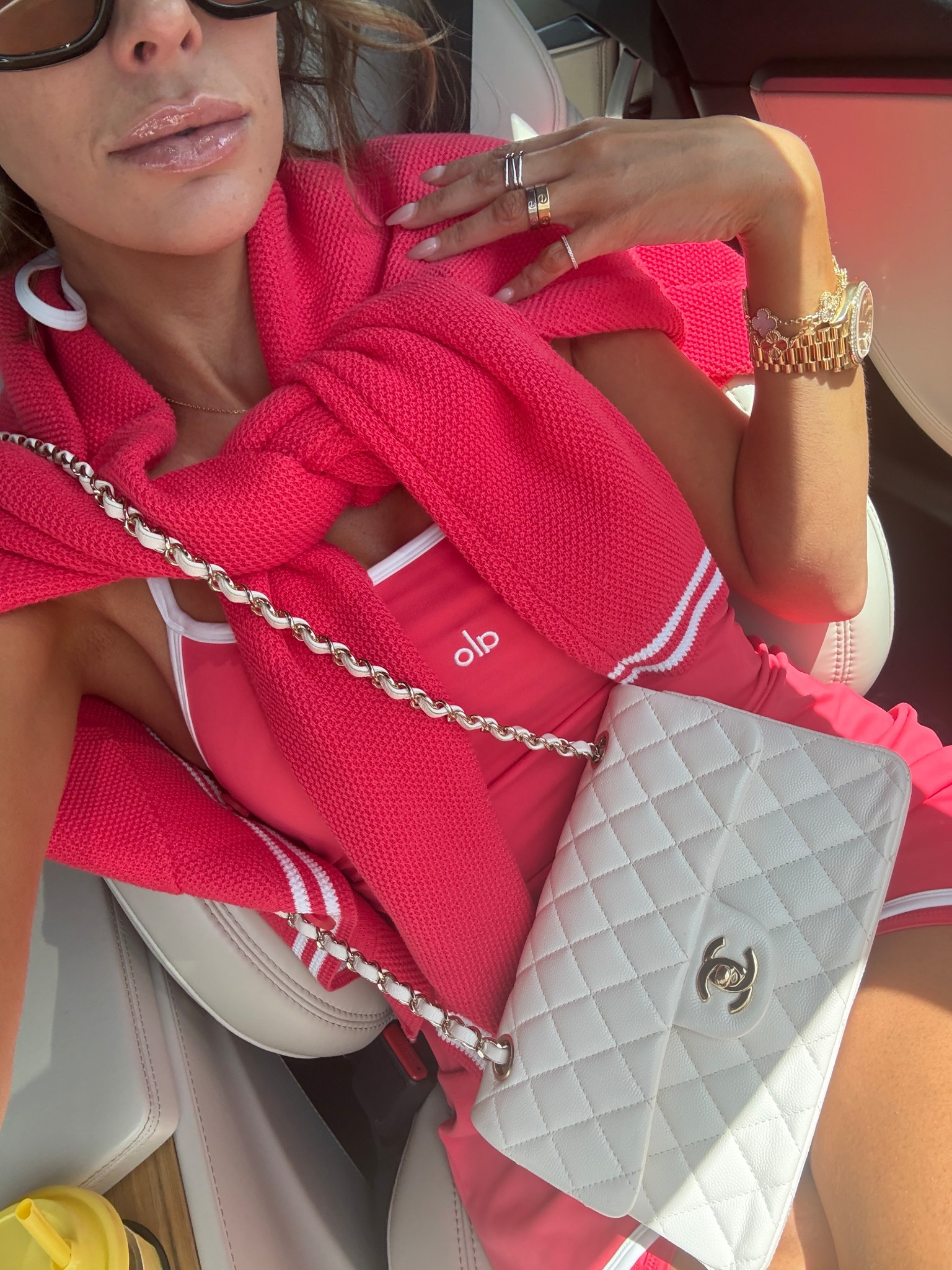 Wearing a size small in alo dress and sweater! 

Casual outfit, tennis dress, golf dress, Chanel bag, travel outfit, alo, OOTD, travel essentials, tennis club sweater, Emily Ann Gemma 

#LTKTravel #LTKStyleTip