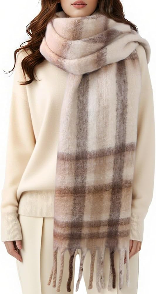 Passionbility Women's Winter Scarfs for Women, Mohair Vintage Scarf Large Chunky Scarf Cashmere F... | Amazon (US)