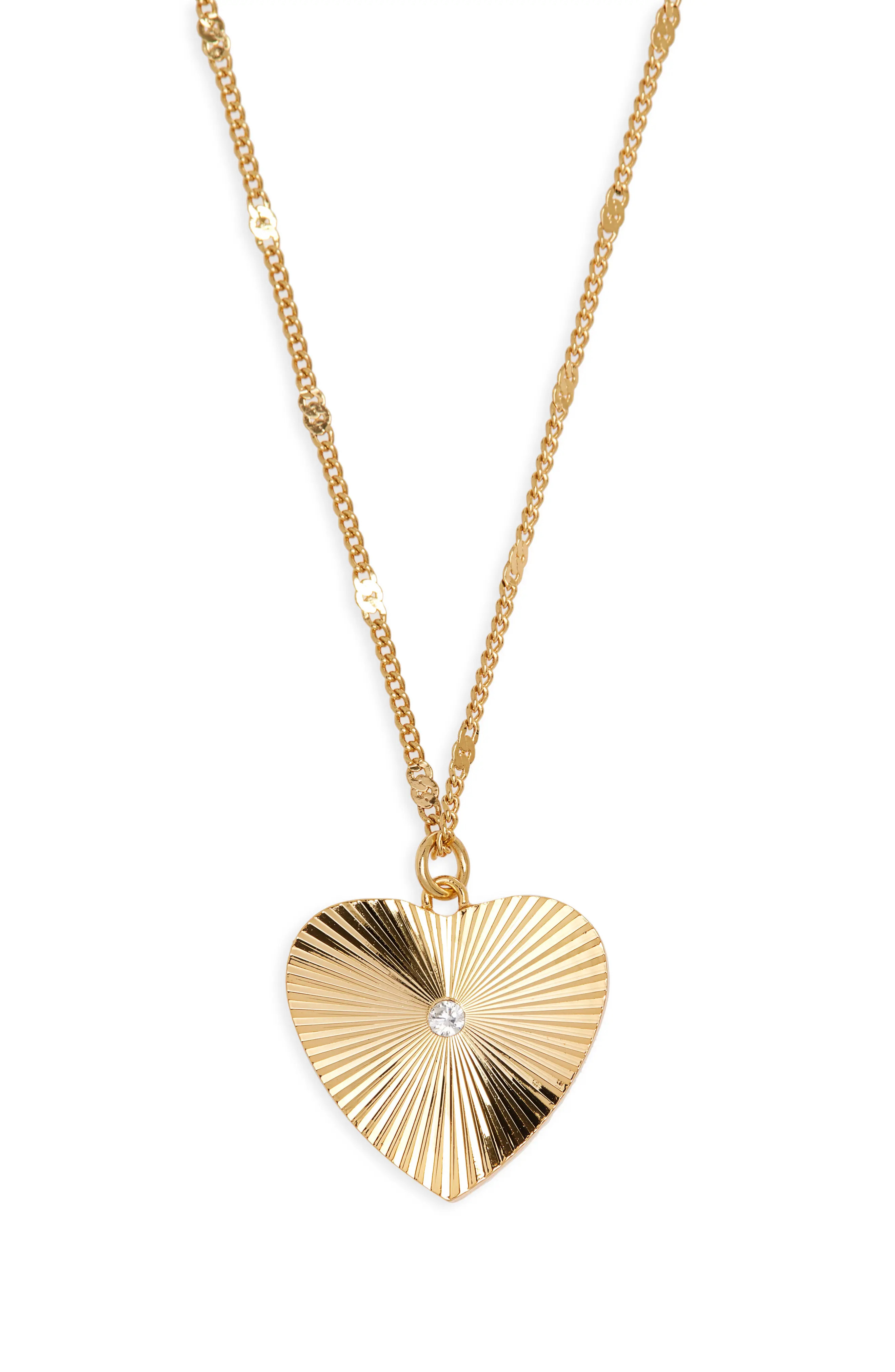 Madewell Engine Turned Heart Pendant Necklace in Antique Gold at Nordstrom | Nordstrom