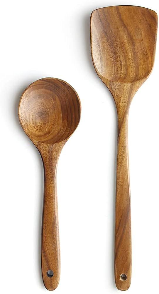 Wooden Spatulas for Cooking,Wooden Rice Paddle,AYFDISHS Natural Acacia Wood Kitchen Utensils Set,... | Amazon (US)