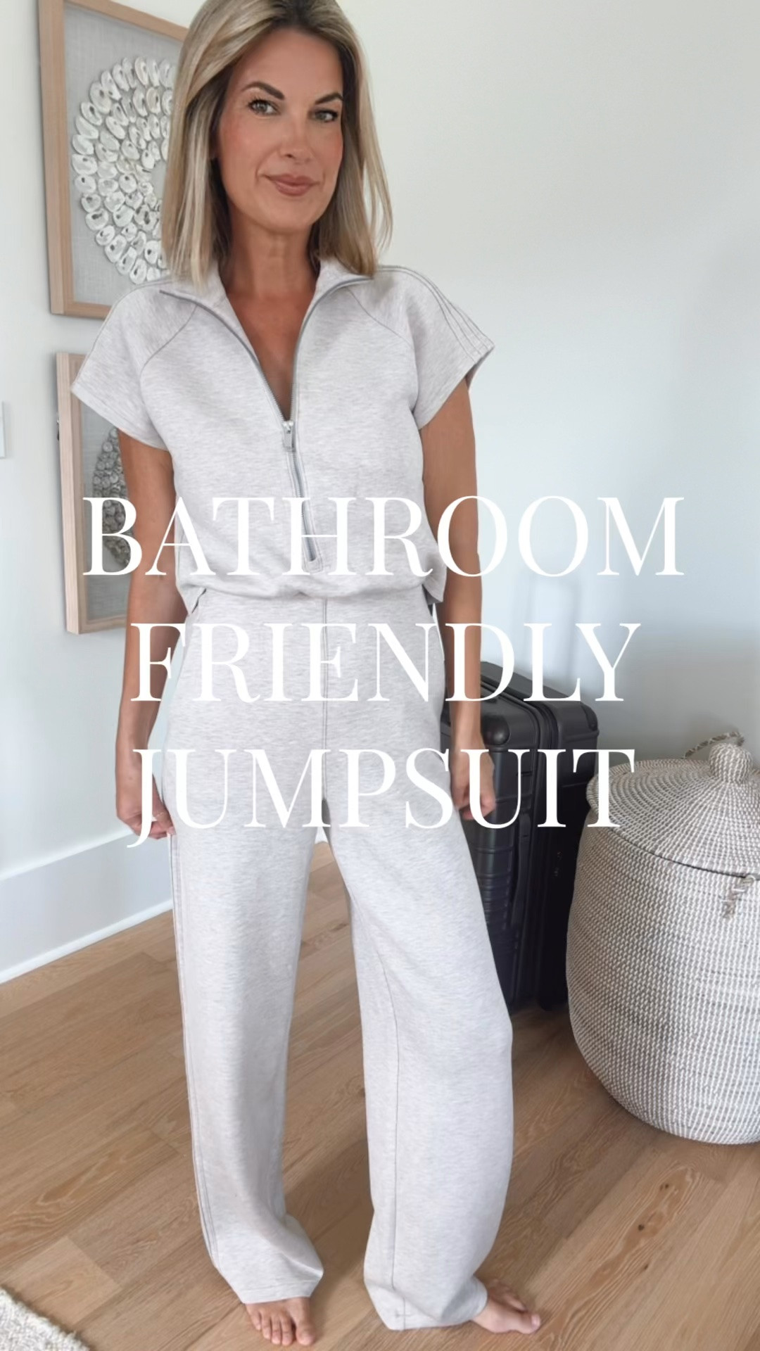 Travel outfit. This jumpsuit pulls down in the back so you don’t have to completely disrobe in the restroom!  I am in small tall. I’m 5’11”. Use my new customer discount code RACHELXSPANX for 15% off and free shipping.  Sneakers true to size. Sharing a save option for the cardigan.

#LTKSaleAlert #LTKTall #LTKTravel