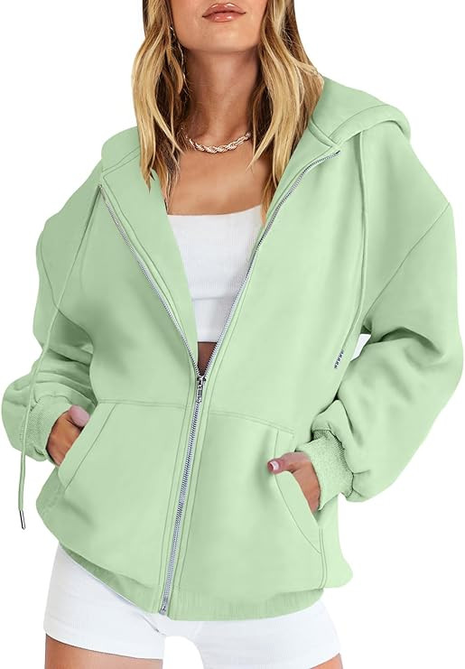 Caracilia Womens Zip Up Hoodies Oversized Long Sleeve Sweatshirts Casual Y2K Hoodie 2024 Fall Jac... | Amazon (US)