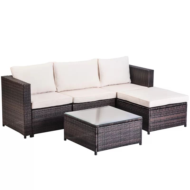 Adal 5 Piece Rattan Sectional Seating Group with Cushions | Wayfair North America