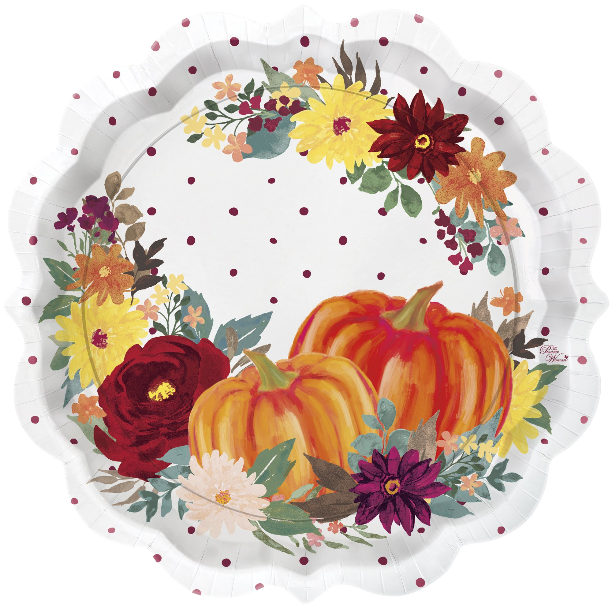 Pioneer Woman Harvest Pumpkin Dot Thanksgiving Paper Dinner Plates, 11.5in, 8ct | Walmart (US)