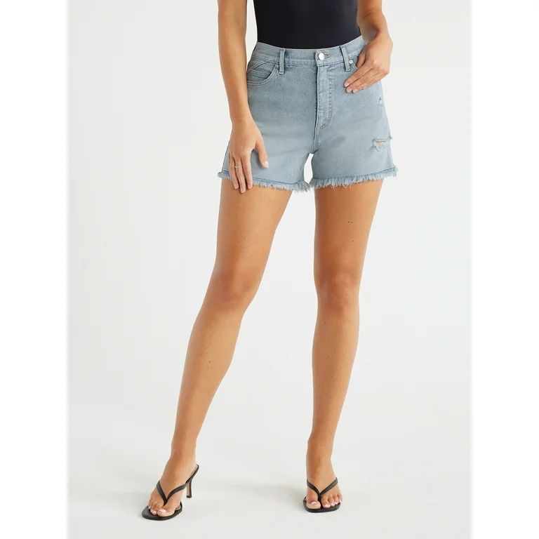 Sofia Jeans Women's Chi Shortie High Rise Fray Hem Shorts, 3.5" Inseam, Sizes 00-36 | Walmart (US)