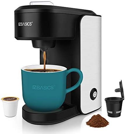 EZBASICS Single Serve Coffee Maker, Mini Coffee Brewer for Single Cup Capsule & Ground Coffee, Bl... | Amazon (US)