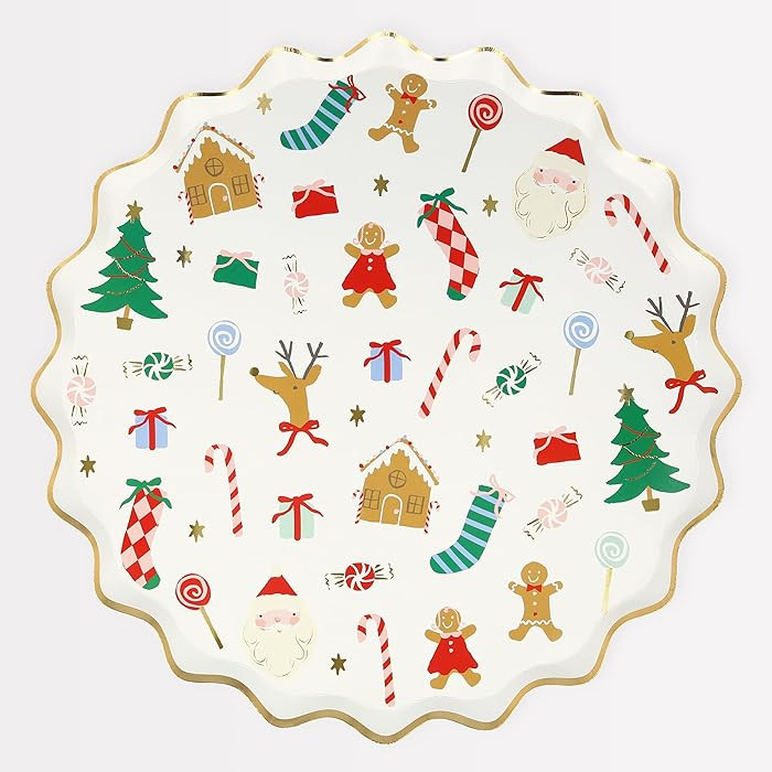 Meri Meri Christmas Party Plates (Pack of 8), Disposable Plates for Party, Christmas Paper Plates... | Amazon (US)