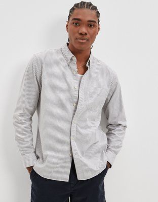 AE Everyday Striped Oxford Button-Up Shirt | American Eagle Outfitters (US & CA)