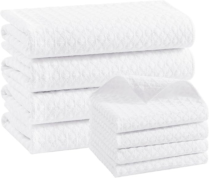 Homaxy Microfiber Waffle Weave Kitchen Towels Set, 16 x 28 Inch and 12 x 12 Inch Ultra Absorbent ... | Amazon (US)