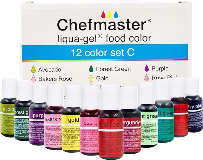 Chefmaster: Liqua-Gel Food Coloring - 12 Color Set C - Fade Resistant Food Coloring - 12 Pack - V... | Amazon (US)