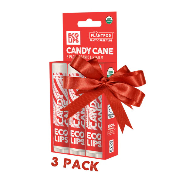 Candy Cane Plant Pod® Organic Lip Balm, 3 Pack Carton | Eco Lips