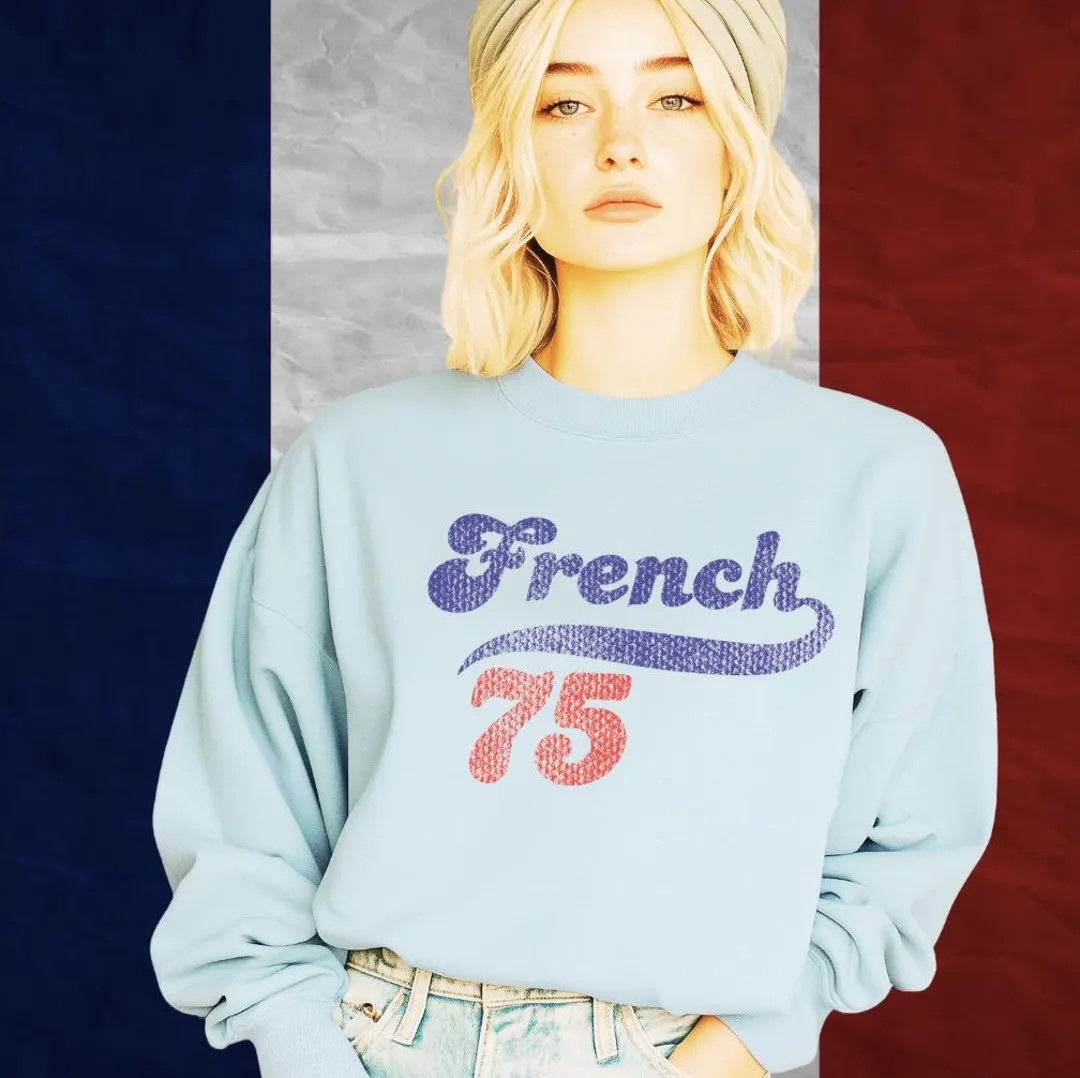 French 75 Retro Athletic Crewneck - Vintage Cocktail Sweatshirt | Etsy (US)
